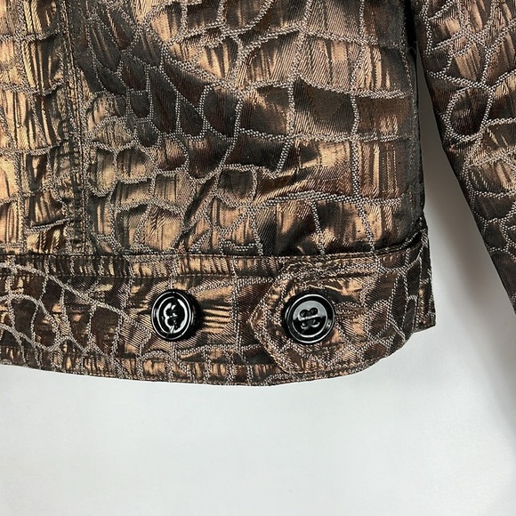 Donna Salyer's Fabulous Furs metallic croc textured light jacket Sz L - Picture 9 of 10